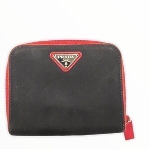 Prada vintage nylon red black wallet